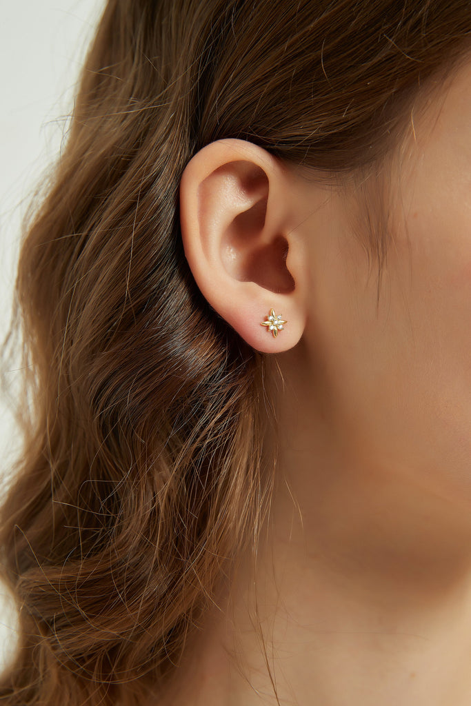 Shop tiny studs: Gold Lapis Iota Stud Earrings